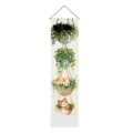Detailed view of the Nordic style cat and plant hanging tapestry, showcasing cute floral art. - Style-1 / 32.5x130cm
