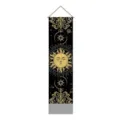 Detailed view of the black and gold celestial tapestry featuring sun and moon design with tassels. - Style 2 (Lemon & Baroque Scrolls) / 32.5x130cm