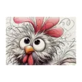 Cartoon chicken linen placemat abstract animal print heat insulation dining table mat decor - Rooster / 30x45cm