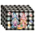 Easter buffalo plaid placemats set of 4 cute gnome bunny table mats for dining decor - Style 5 Placemat