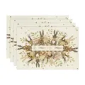 Linnen placemat met paashaas detailweergave, decoratieve tafelloper met prachtig lentemotiefje. - 4-delige set / Stijl 9