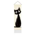 Cartoon black cat hanging tapestry, cotton linen wall art scroll for bedroom and living room. - 32.5x130cm / Style-1