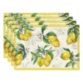 Lemon print linen placemat detail, spring summer dining table decor placemats set of 4 - Style 7 Placemat / 30*45cm