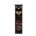 Gothic moon and moth wall hanging tapestry for bedroom decor, black aesthetic art. - Moon Phase Moth Floral Style (1) / 32.5x130cm