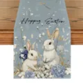 Runner da tavola con coniglietto di pasqua in lino stampato tovaglia floreale per festa primaverile - 33*183cm / Stile 8