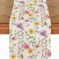 Floral linen table runner spring summer dining table decor heat insulation placemat home party - Style 18 / 33*183cm
