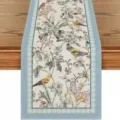 Elegant floral linen table runner for spring and summer dining table decoration. - Style 19 / 33*183cm