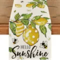 Spring summer lemon table runner linen table cloth floral home decor for dining table - Style 1 Table Runner / 33*180cm