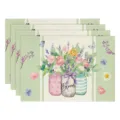 Spring summer floral linen placemat table mat for home dining table decoration, 4pcs set. - Style 3 Placemat / 30*45cm
