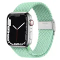 Détail de bracelet boucle en nylon tressé vert, boucle en acier inoxydable, montre connectée. - 23# Pistache