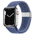 Blue braided nylon loop watch strap with metal buckle compatible with smart watches. - 38/40/41mm / 4# Blue & White