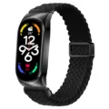Cinturino di ricambio per smartband in nylon intrecciato nero con chiusura magnetica. - Xiaomi Mi Band 3/4 / Nero - cassa nera