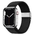 Bracelet boucle tressée en nylon noir avec boucle en acier inoxydable pour montre connectée. - 12# Noir profond