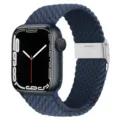 Gros plan sur le bracelet de montre tressé en nylon bleu foncé avec boucle en acier inoxydable. - 15# Bleu profond