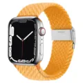 Détail de bracelet de montre en nylon tressé orange, compatible avec Apple Watch. - 22# Beige