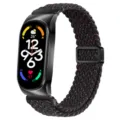 Dettaglio in primo piano del cinturino smart in nylon intrecciato nero con pratica chiusura magnetica. - Xiaomi Mi Band 3/4 / Nero starlight - Cassa nera