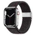 Braided nylon loop strap with stainless steel buckle compatible with Apple Watch. - 38/40/41mm / 5# Starlight Black