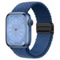 Duurzame gevlochten solo loop vervangingsband met magnetische sluiting voor Apple Watch bandjes. - 42/44/45/46/49MM / Koel Zeeblauw