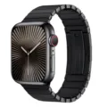 Replacement titanium metal link watch strap compatible with Apple Watch, sleek black finish. - Arc Edge / Black
