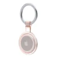 Transparent pink protective case for Apple AirTag with silver keyring, clear tracker holder. - Transparent Pink