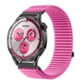 Pink woven nylon watch strap replacement compatible with Huawei smart watch and sports models. - 20mm / Peony Pink