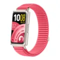 Vista detallada de la correa de reloj tejida de repuesto para pulsera inteligente rosa. - 05# Naranja