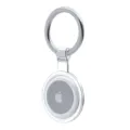 Transparent protective case with metal keychain for tracking device, clear durable TPU cover. - Clear