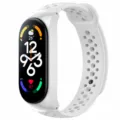 Replacement silicone strap for smart fitness band, breathable white waterproof wristband. - Universal for Xiaomi Band 3/4/5/6 / White