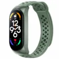 Replacement silicone breathable strap for smart fitness band, solid green color design. - Universal for Xiaomi Band 3/4/5/6 / Olive Green