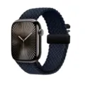 Correa de nailon trenzado azul oscuro para reloj inteligente, pulsera elástica de repuesto. - Hebilla de paracaídas - [Carbón]