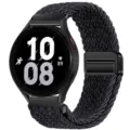 Zwarte magnetische nylon gevlochten horlogeband vervanging lus voor slim horloge. - Zwart & grafiet
