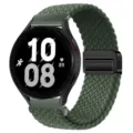 Groene nylon gevlochten horlogeband met magnetische gesp compatibel met verschillende smartwatches. - Donker olijfgroen
