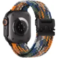 Nylon braided loop watch strap with metal parachute buckle compatible with Apple Watch 42mm-49mm - 42/44/45/46/49 mm / Parachute Buckle - [Rainbow Camo]