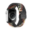 Nylon braided loop watch band with metal parachute buckle for Apple Watch, colorful variant style. - 42/44/45/46/49 mm / Parachute Buckle - [Black Rainbow]