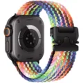 Colorful braided nylon watch strap with black metal buckle, compatible with smart watch. - 42/44/45/46/49 mm / Parachute Buckle - New Rainbow