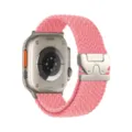 Correa de nailon trenzado rosa con hebilla de paracaídas de metal para Apple Watch Ultra - Hebilla de paracaídas - [Rosa vibrante]