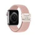 Correa de repuesto de nailon trenzado rosa con hebilla de metal para Apple Watch - Hebilla de paracaídas - [Arena rosa]