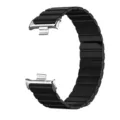 Schwarzes magnetisches Silikon Uhrenarmband Ersatzband mit Metallverbindern fur Smartwatches. - Silber + Schwarz
