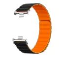 Schwarzes und oranges magnetisches Silikon Uhrenarmband als stylische Ersatzvariante. - Silber + Schwarz/Orange