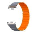 Zweifarbiges magnetisches Silikon Uhrenarmband Ersatzarmband fuer Smartwatch Zubehoer - Silber + Grau/Orange