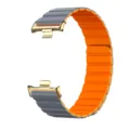 Kompatibles Silikon Magnet Uhrenarmband für Xiaomi Redmi Watch, zweifarbiges Armband. - Gold + Grau & Orange