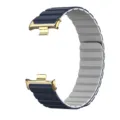 Dunkelblaue graue Silikon Magnetband Ersatzarmband mit goldenen Anschlüssen für Uhr. - Gold + Mitternacht & Grau