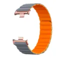 Magnetisches Silikon Smartwatch Ersatzarmband, zweifarbig grau und orange Schlaufe. - Roségold + Grau & Orange