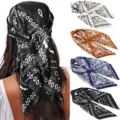Satin Tuch Halstuch Paisley Muster Haartuch Damen Mehrfarbig Kopfbedeckung Detailansicht - 022 Variantenfarben von oben nach unten Anmerkung-1-2-3-4