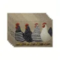 Rustic farmhouse rooster placemat country style table mat woven fabric kitchen dining decor - Style 3