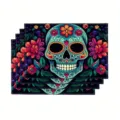 Set da tavola stampato teschio Giorno dei Morti messicano in lino per festa decorazione - Stile 8 / 30x45cm