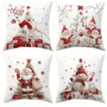 Christmas throw pillow cover set featuring cute deer, Santa and snowman print for holiday. - 45x45 (Short Plush) / Style 14