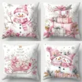 Christmas decorative throw pillow cover set, cute snowman and gift box design for sofa - 45x45 (Short Plush) / Style 16