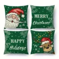 Christmas throw pillow covers set of 4 green festive sofa cushion cases holiday decor. - 45x45 (Short Plush) / Style 18