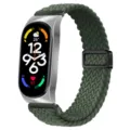Correa de repuesto de nylon tejido verde con hebilla magnética para reloj inteligente - Xiaomi Mi Band 3/4 / Verde oliva - carcasa plateada